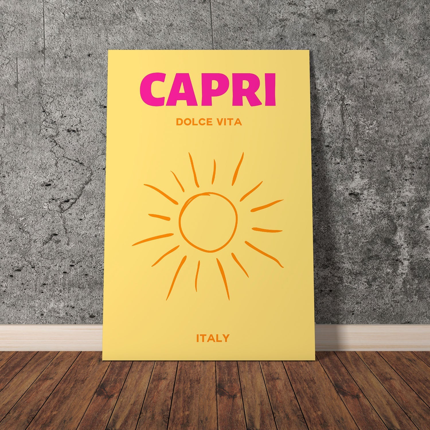 Wes Co Gallery Poster Capri Italy Colorful Travel 11 x 17" Home Goods - Travel Illustrations Edge to edge Art Print