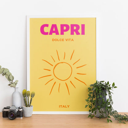 Wes Co Gallery Poster Capri Italy Colorful Travel 12 x 16" Home Goods - Travel Illustrations Edge to edge Art Print