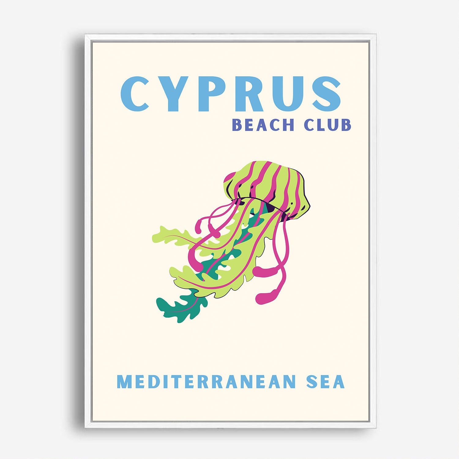 Wes Co Gallery Poster Cyprus Beach Club Colorful Travel 5 x 7" Home Goods - Travel Illustrations Edge to edge Art Print