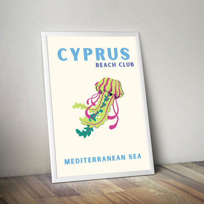 Wes Co Gallery Poster Cyprus Beach Club Colorful Travel 16 x 20" Home Goods - Travel Illustrations Edge to edge Art Print