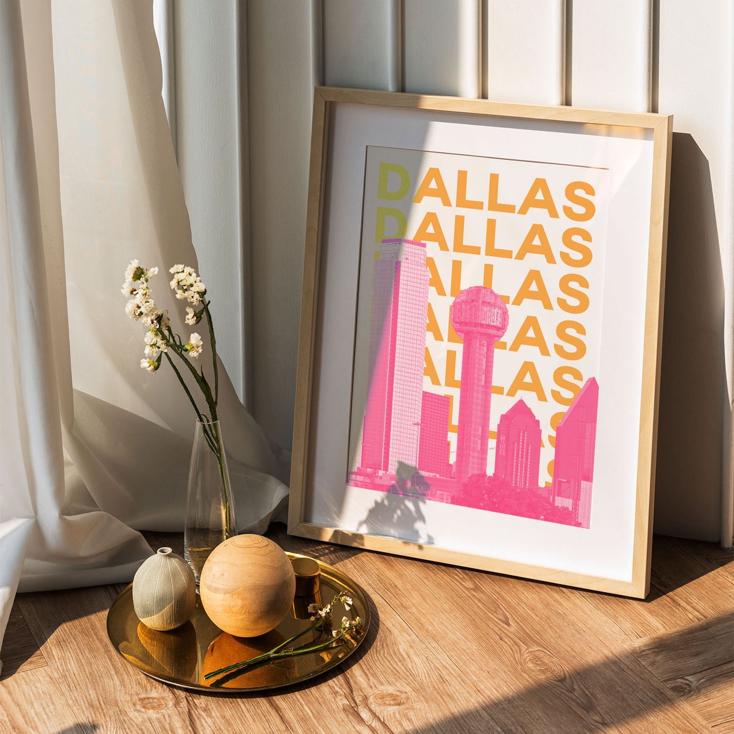 Wes Co Gallery Poster Dallas City Colorful Travel 5 x 7" Home Goods - Travel Illustrations Edge to edge Art Print