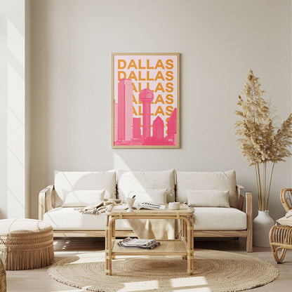 Wes Co Gallery Poster Dallas City Colorful Travel 8 x 10" Home Goods - Travel Illustrations Edge to edge Art Print