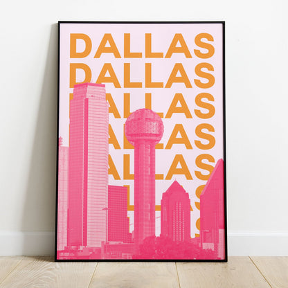 Wes Co Gallery Poster Dallas City Colorful Travel 8 x 10" Home Goods - Travel Illustrations Edge to edge Art Print