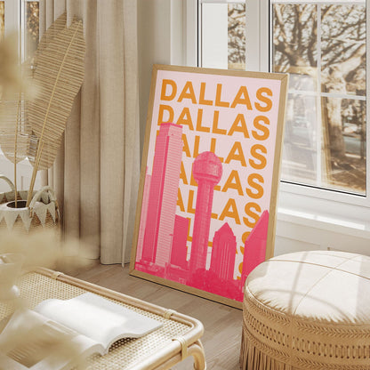 Wes Co Gallery Poster Dallas City Colorful Travel 11 x 17" Home Goods - Travel Illustrations Edge to edge Art Print