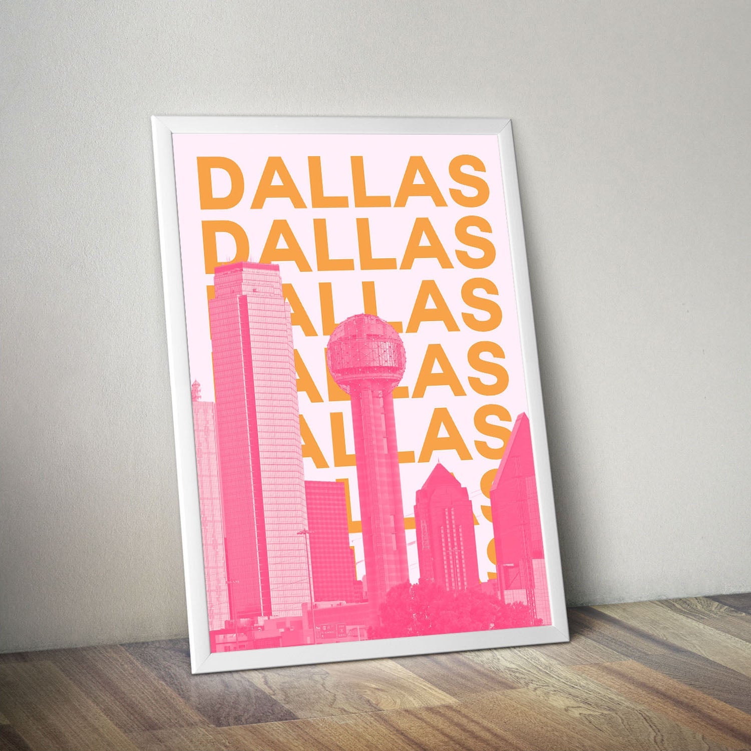 Wes Co Gallery Poster Dallas City Colorful Travel 16 x 20" Home Goods - Travel Illustrations Edge to edge Art Print