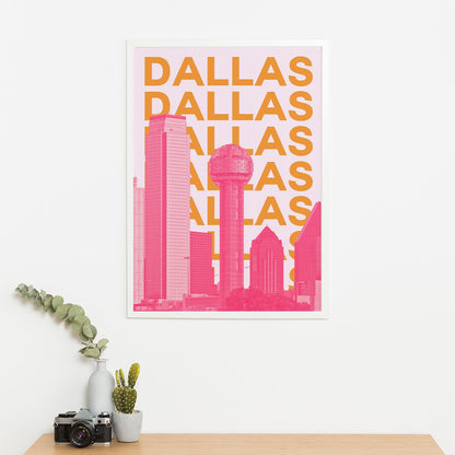 Wes Co Gallery Poster Dallas City Colorful Travel 16 x 20" Home Goods - Travel Illustrations Edge to edge Art Print