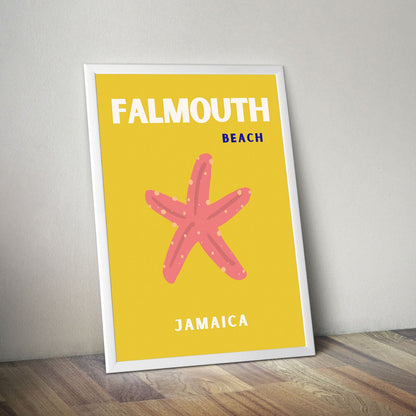 Wes Co Gallery Poster Falmouth Beach Jamaica Colorful Travel 16 x 20" Home Goods - Travel Illustrations Edge to edge Art Print