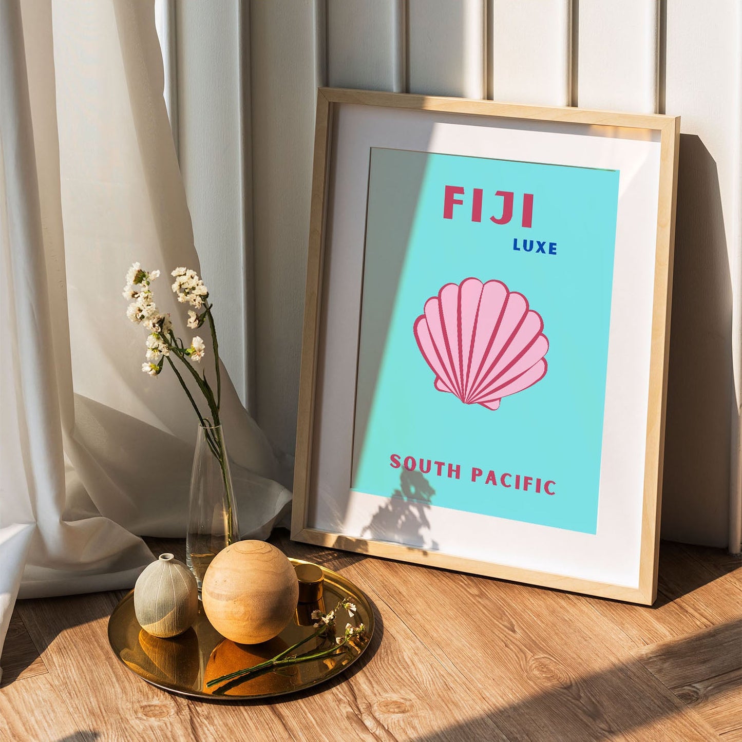 Wes Co Gallery Poster Fiji South Pacific Colorful Travel 5 x 7" Home Goods - Travel Illustrations Edge to edge Art Print