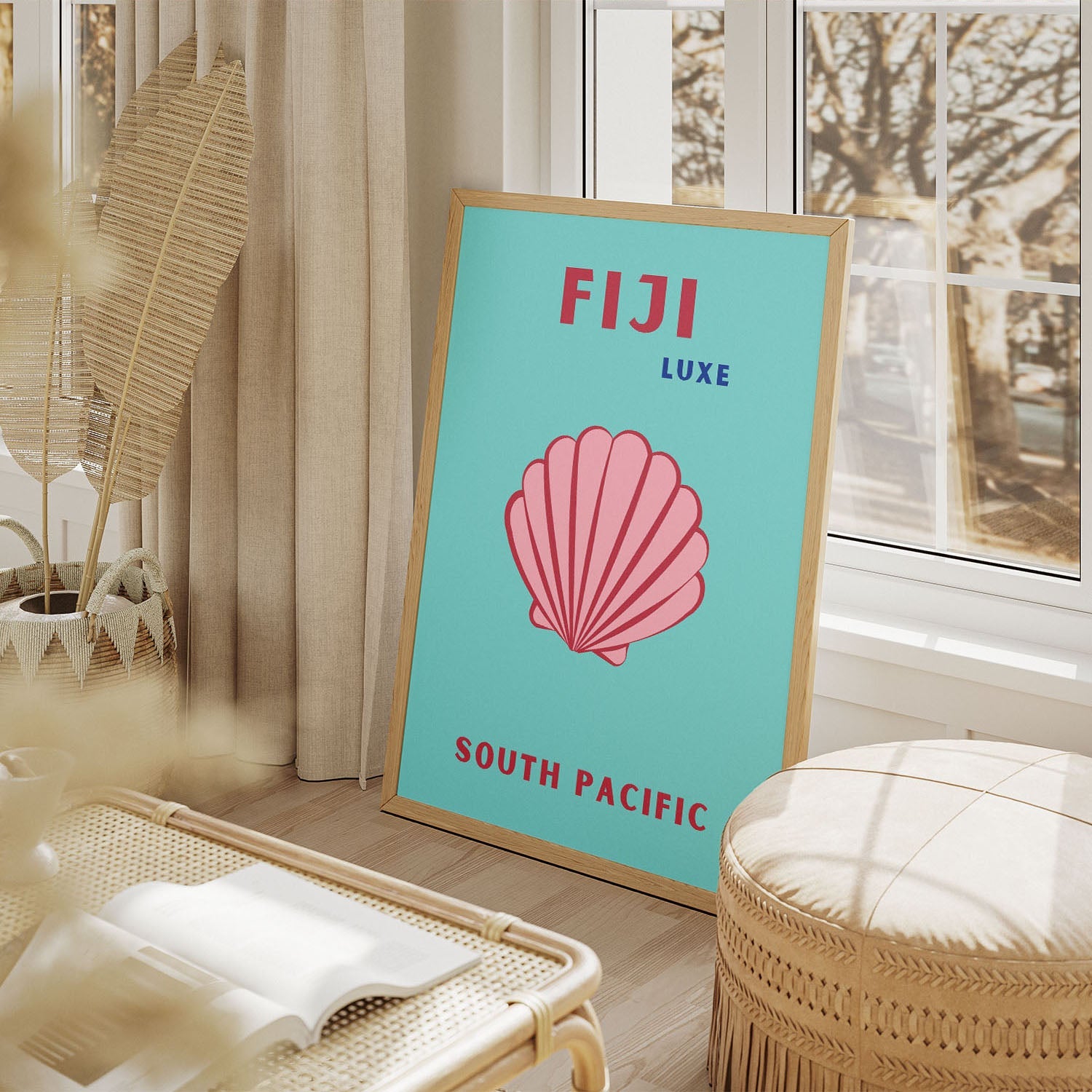 Wes Co Gallery Poster Fiji South Pacific Colorful Travel 11 x 17" Home Goods - Travel Illustrations Edge to edge Art Print