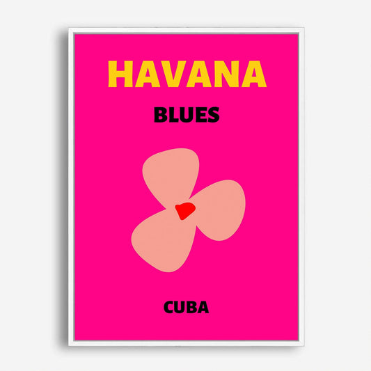 Wes Co Gallery Poster Havana Blues Pink Cuba Colorful Travel 5 x 7" Home Goods - Travel Illustrations Edge to edge Art Print