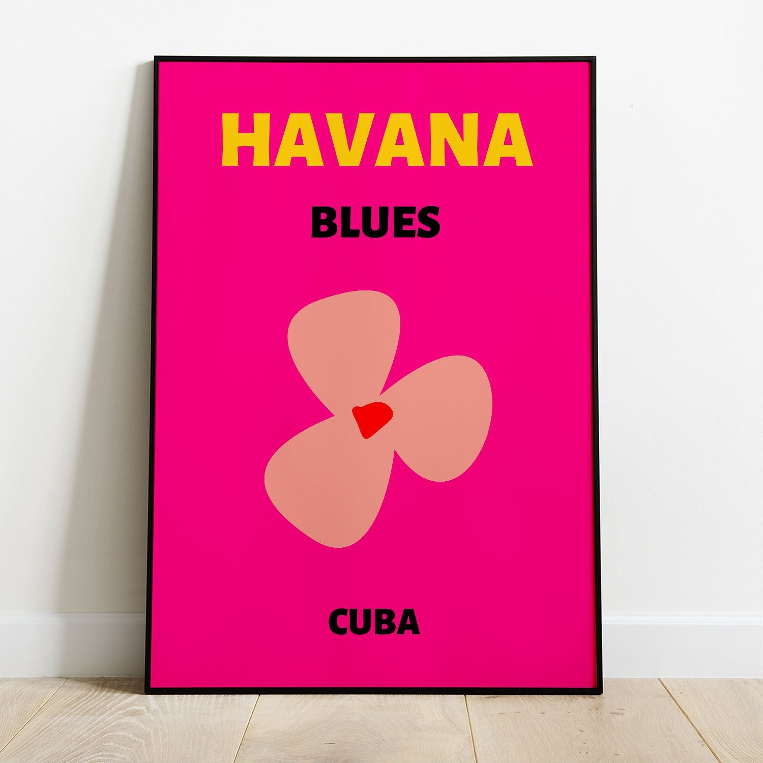 Wes Co Gallery Poster Havana Blues Pink Cuba Colorful Travel 8 x 10" Home Goods - Travel Illustrations Edge to edge Art Print