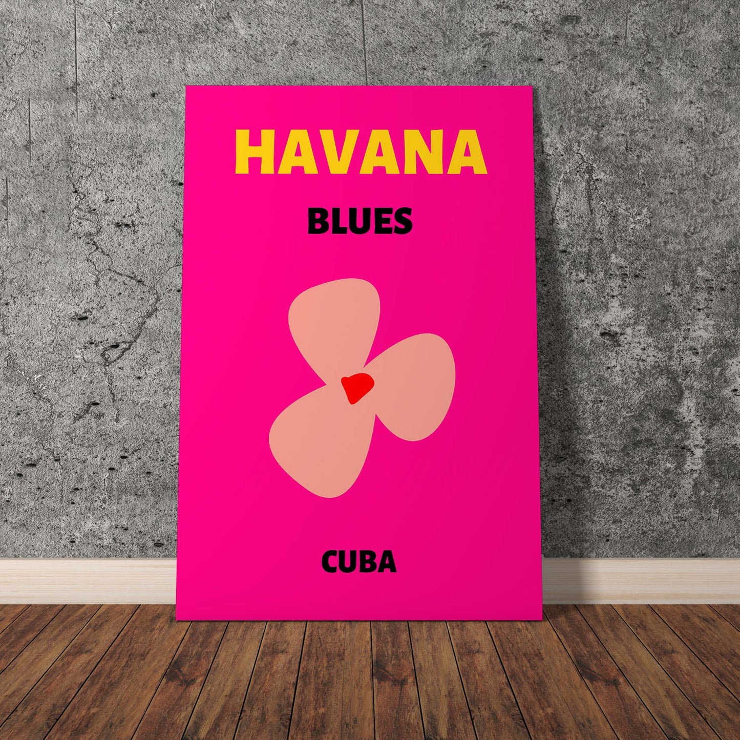 Wes Co Gallery Poster Havana Blues Pink Cuba Colorful Travel 11 x 17" Home Goods - Travel Illustrations Edge to edge Art Print