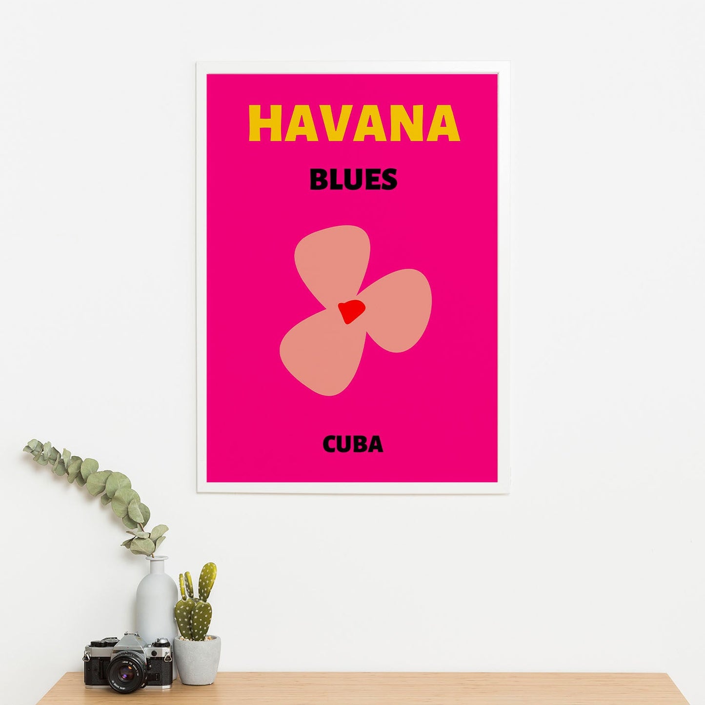 Wes Co Gallery Poster Havana Blues Pink Cuba Colorful Travel 16 x 20" Home Goods - Travel Illustrations Edge to edge Art Print