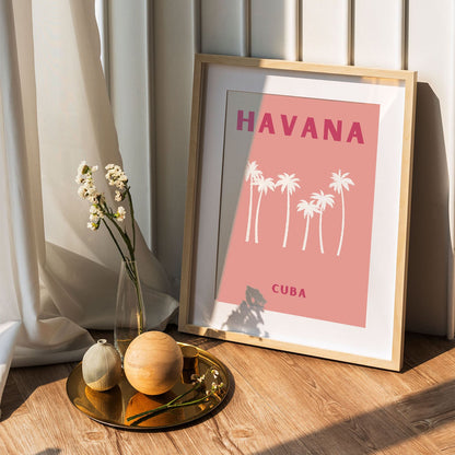 Wes Co Gallery Poster Havana Cuba Colorful Travel 5 x 7" Home Goods - Travel Illustrations Edge to edge Art Print