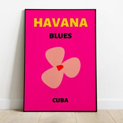 Wes Co Gallery Poster Havana Pink Cuba Colorful Travel 8 x 10" Home Goods - Travel Illustrations Edge to edge Art Print