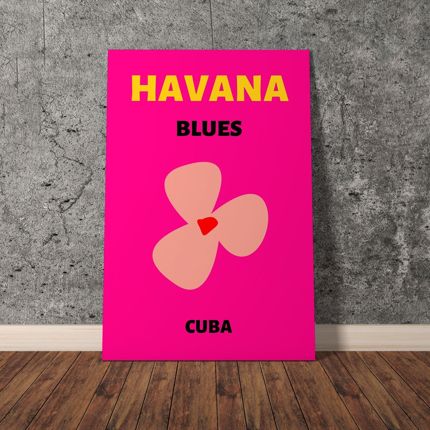 Wes Co Gallery Poster Havana Pink Cuba Colorful Travel 11 x 17" Home Goods - Travel Illustrations Edge to edge Art Print