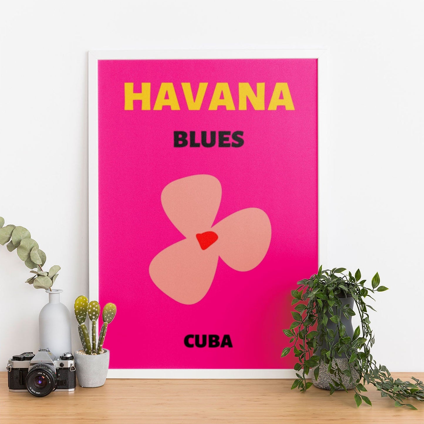 Wes Co Gallery Poster Havana Pink Cuba Colorful Travel 12 x 16" Home Goods - Travel Illustrations Edge to edge Art Print