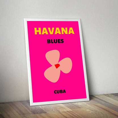 Wes Co Gallery Poster Havana Pink Cuba Colorful Travel 16 x 20" Home Goods - Travel Illustrations Edge to edge Art Print