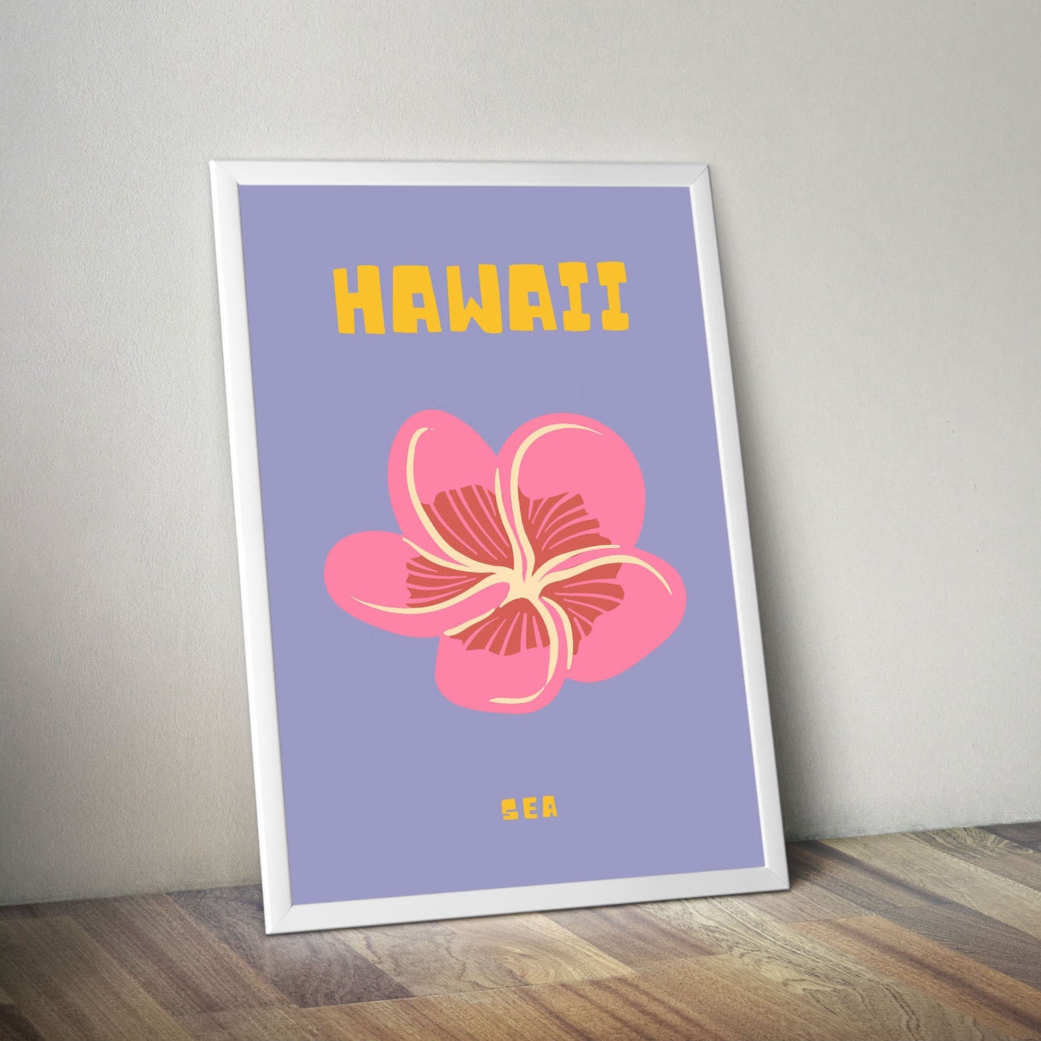 Wes Co Gallery Poster Hawaii Purple Sea Colorful Travel 16 x 20" Home Goods - Travel Illustrations Edge to edge Art Print