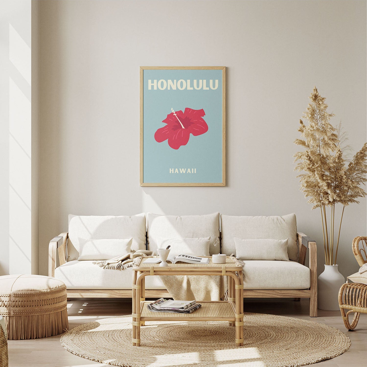 Wes Co Gallery Poster Honolulu Hawaii Colorful Travel 8 x 10" Home Goods - Travel Illustrations Edge to edge Art Print