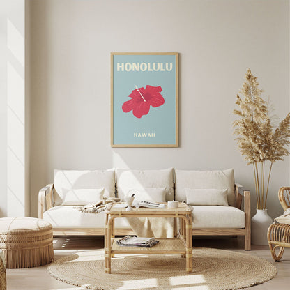 Wes Co Gallery Poster Honolulu Hawaii Colorful Travel 8 x 10" Home Goods - Travel Illustrations Edge to edge Art Print