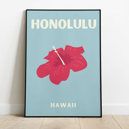 Wes Co Gallery Poster Honolulu Hawaii Colorful Travel 8 x 10" Home Goods - Travel Illustrations Edge to edge Art Print