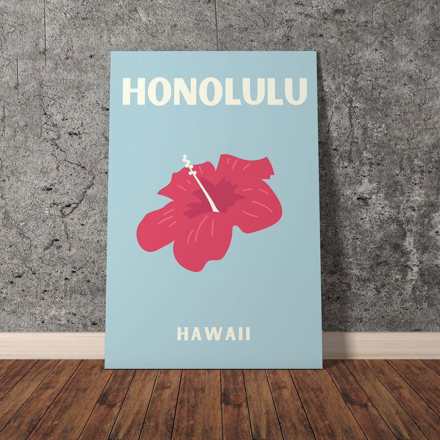 Wes Co Gallery Poster Honolulu Hawaii Colorful Travel 11 x 17" Home Goods - Travel Illustrations Edge to edge Art Print