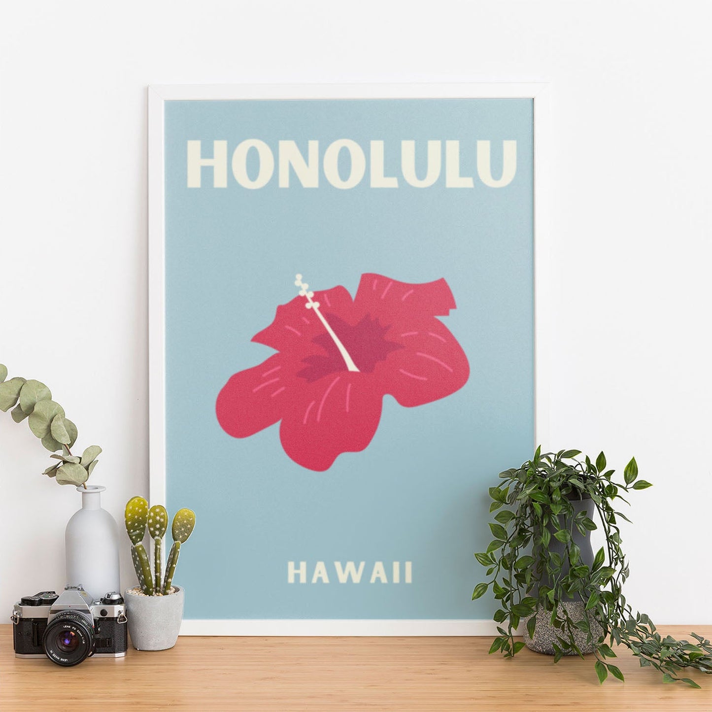 Wes Co Gallery Poster Honolulu Hawaii Colorful Travel 12 x 16" Home Goods - Travel Illustrations Edge to edge Art Print