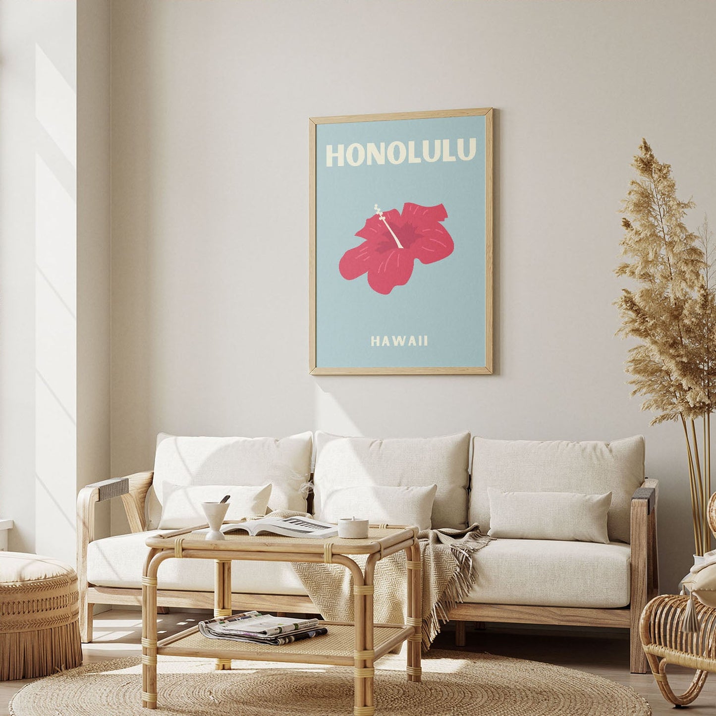 Wes Co Gallery Poster Honolulu Hawaii Colorful Travel 12 x 16" Home Goods - Travel Illustrations Edge to edge Art Print