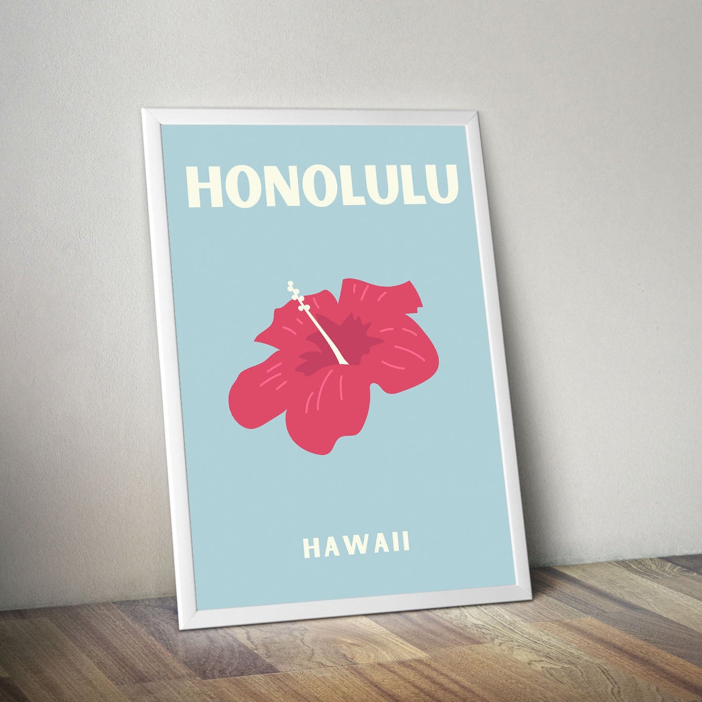 Wes Co Gallery Poster Honolulu Hawaii Colorful Travel 16 x 20" Home Goods - Travel Illustrations Edge to edge Art Print