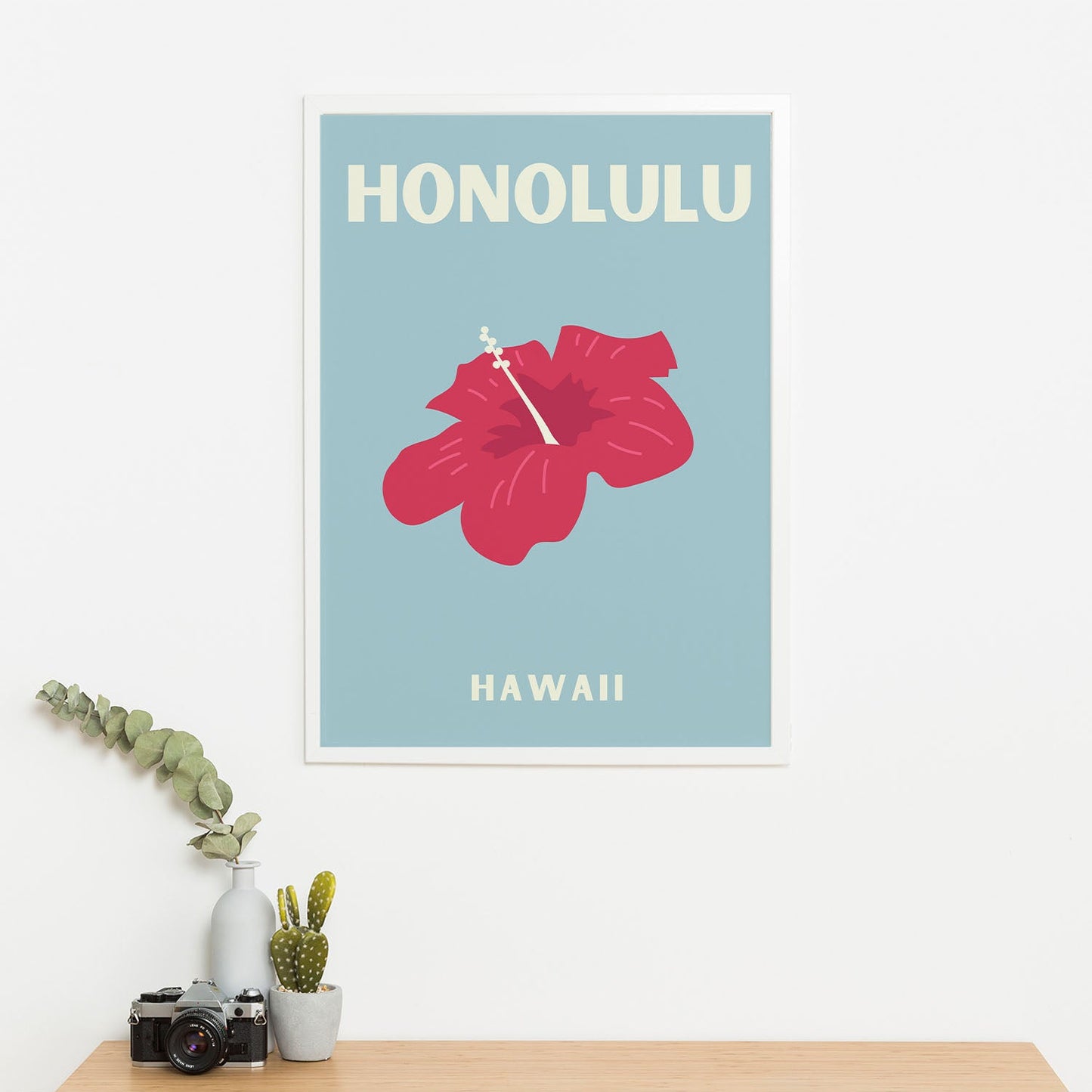 Wes Co Gallery Poster Honolulu Hawaii Colorful Travel 16 x 20" Home Goods - Travel Illustrations Edge to edge Art Print