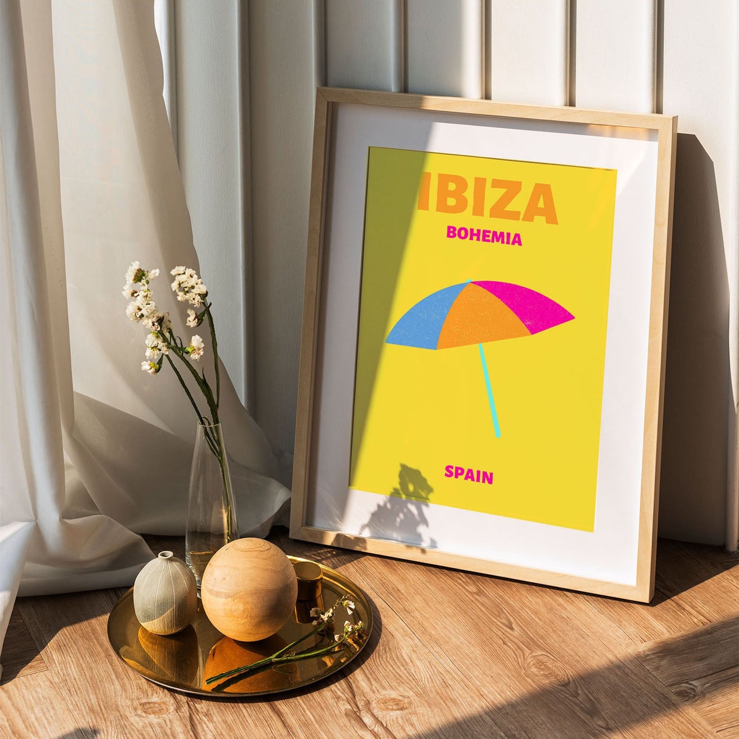 Wes Co Gallery Poster Ibiza Bohemia Beach Spain Colorful Travel 5 x 7" Home Goods - Travel Illustrations Edge to edge Art Print