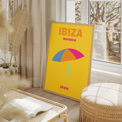 Wes Co Gallery Poster Ibiza Bohemia Beach Spain Colorful Travel 11 x 17" Home Goods - Travel Illustrations Edge to edge Art Print