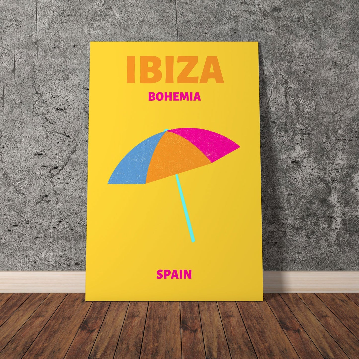 Wes Co Gallery Poster Ibiza Bohemia Beach Spain Colorful Travel 11 x 17" Home Goods - Travel Illustrations Edge to edge Art Print