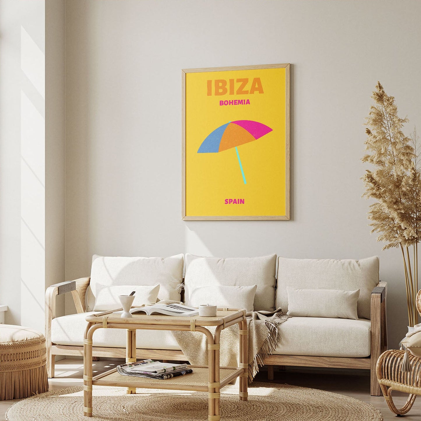 Wes Co Gallery Poster Ibiza Bohemia Beach Spain Colorful Travel 12 x 16" Home Goods - Travel Illustrations Edge to edge Art Print