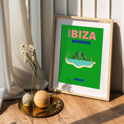 Wes Co Gallery Poster Ibiza Bohemia Island Spain Colorful Travel 5 x 7" Home Goods - Travel Illustrations Edge to edge Art Print