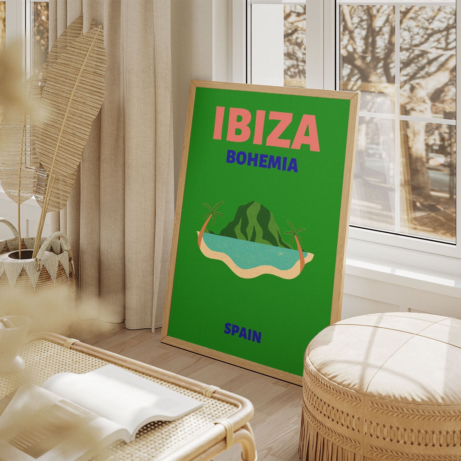 Wes Co Gallery Poster Ibiza Bohemia Island Spain Colorful Travel 11 x 17" Home Goods - Travel Illustrations Edge to edge Art Print