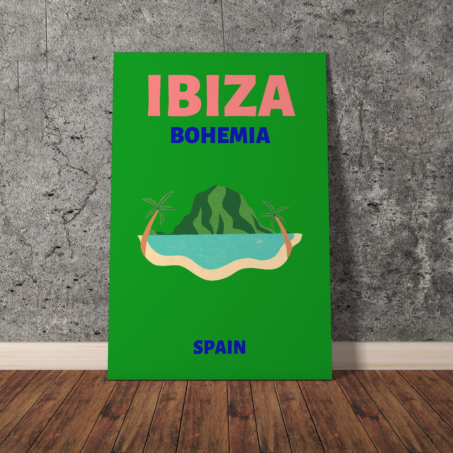 Wes Co Gallery Poster Ibiza Bohemia Island Spain Colorful Travel 11 x 17" Home Goods - Travel Illustrations Edge to edge Art Print