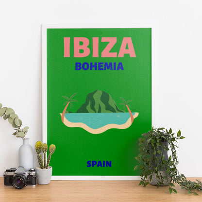 Wes Co Gallery Poster Ibiza Bohemia Island Spain Colorful Travel 12 x 16" Home Goods - Travel Illustrations Edge to edge Art Print