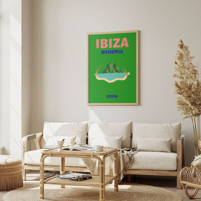 Wes Co Gallery Poster Ibiza Bohemia Island Spain Colorful Travel 12 x 16" Home Goods - Travel Illustrations Edge to edge Art Print