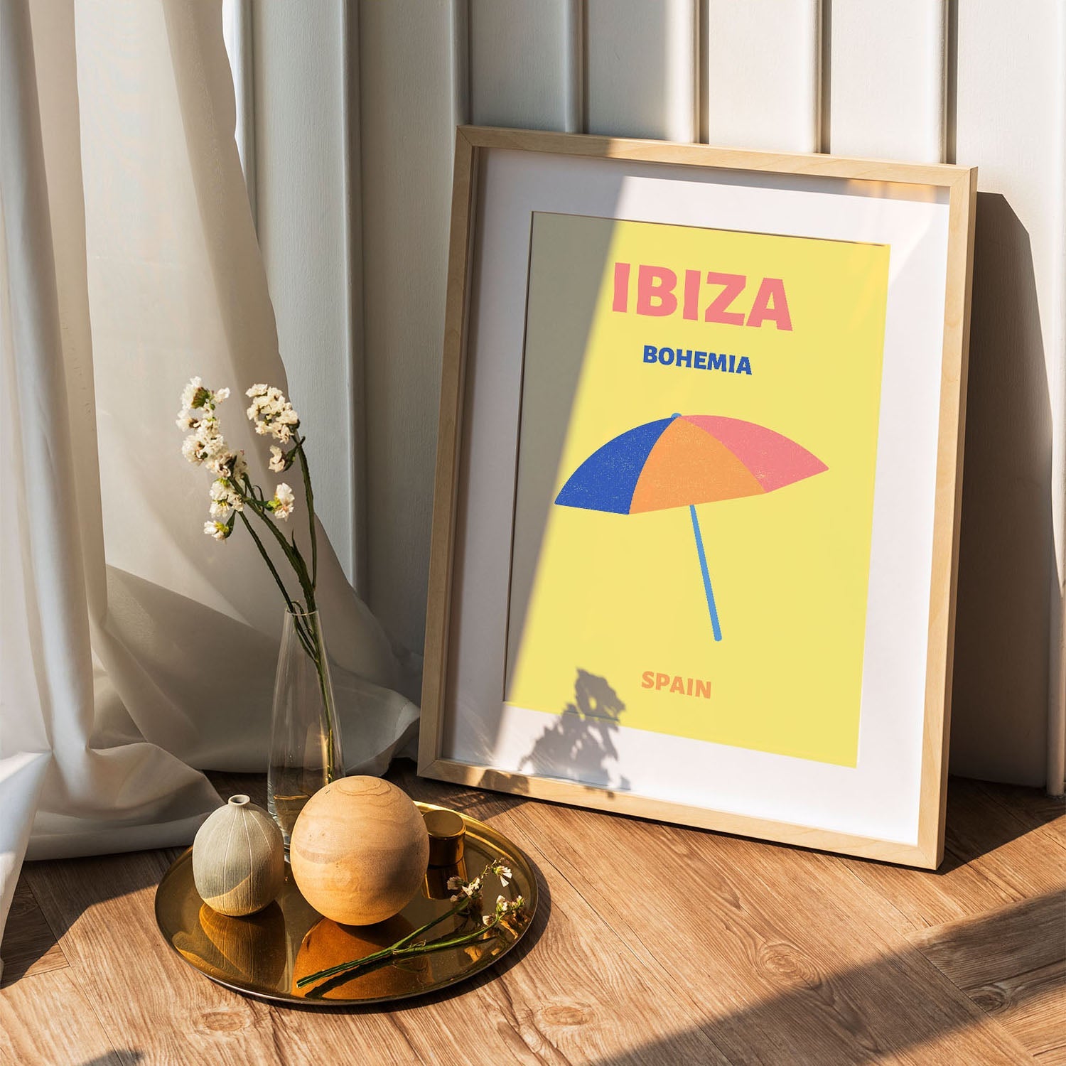 Wes Co Gallery Poster Ibiza Bohemia Yellow Spain Colorful Travel 5 x 7" Home Goods - Travel Illustrations Edge to edge Art Print