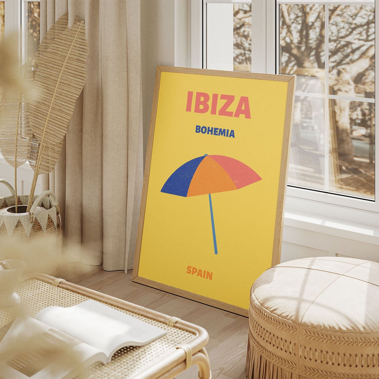 Wes Co Gallery Poster Ibiza Bohemia Yellow Spain Colorful Travel 11 x 17" Home Goods - Travel Illustrations Edge to edge Art Print