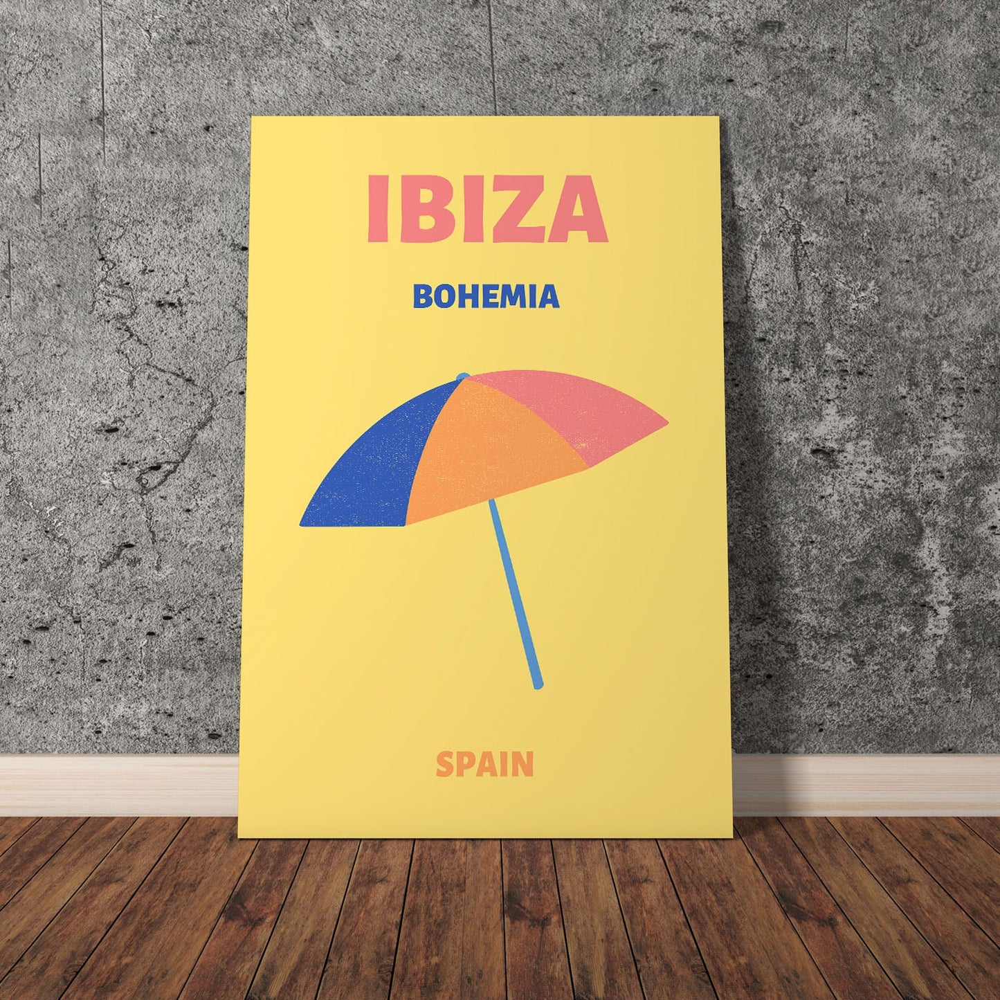 Wes Co Gallery Poster Ibiza Bohemia Yellow Spain Colorful Travel 11 x 17" Home Goods - Travel Illustrations Edge to edge Art Print