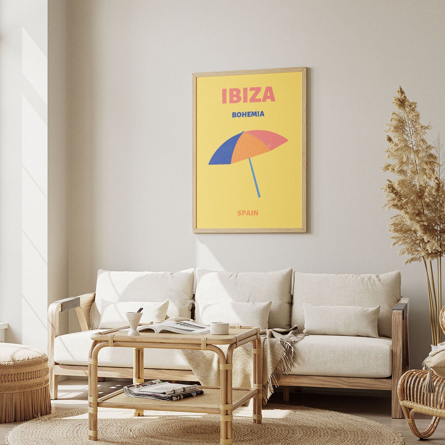 Wes Co Gallery Poster Ibiza Bohemia Yellow Spain Colorful Travel 12 x 16" Home Goods - Travel Illustrations Edge to edge Art Print