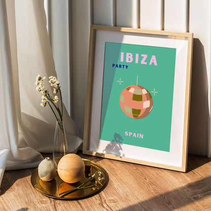 Wes Co Gallery Poster Ibiza Party Spain Colorful Travel 5 x 7" Home Goods - Travel Illustrations Edge to edge Art Print