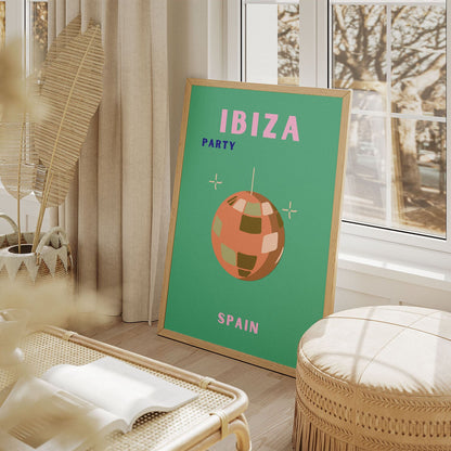 Wes Co Gallery Poster Ibiza Party Spain Colorful Travel 11 x 17" Home Goods - Travel Illustrations Edge to edge Art Print