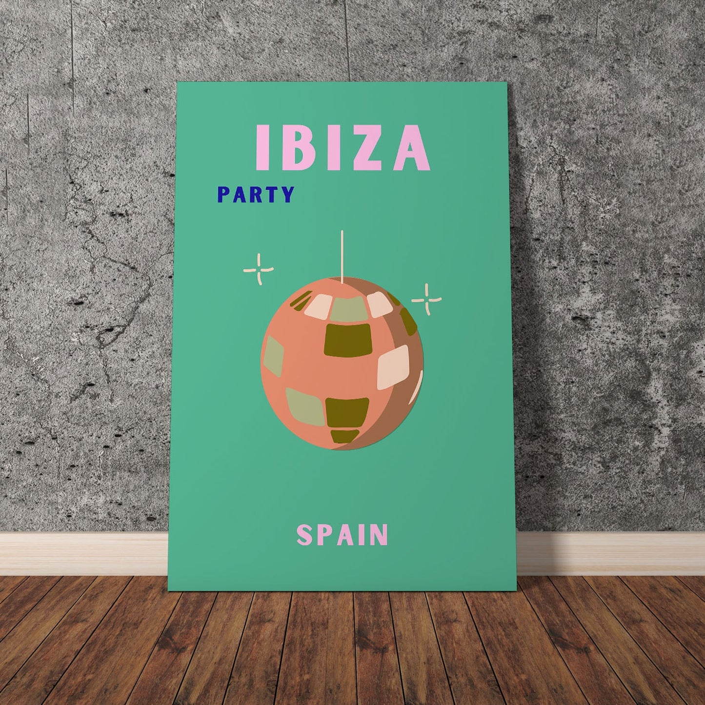 Wes Co Gallery Poster Ibiza Party Spain Colorful Travel 11 x 17" Home Goods - Travel Illustrations Edge to edge Art Print