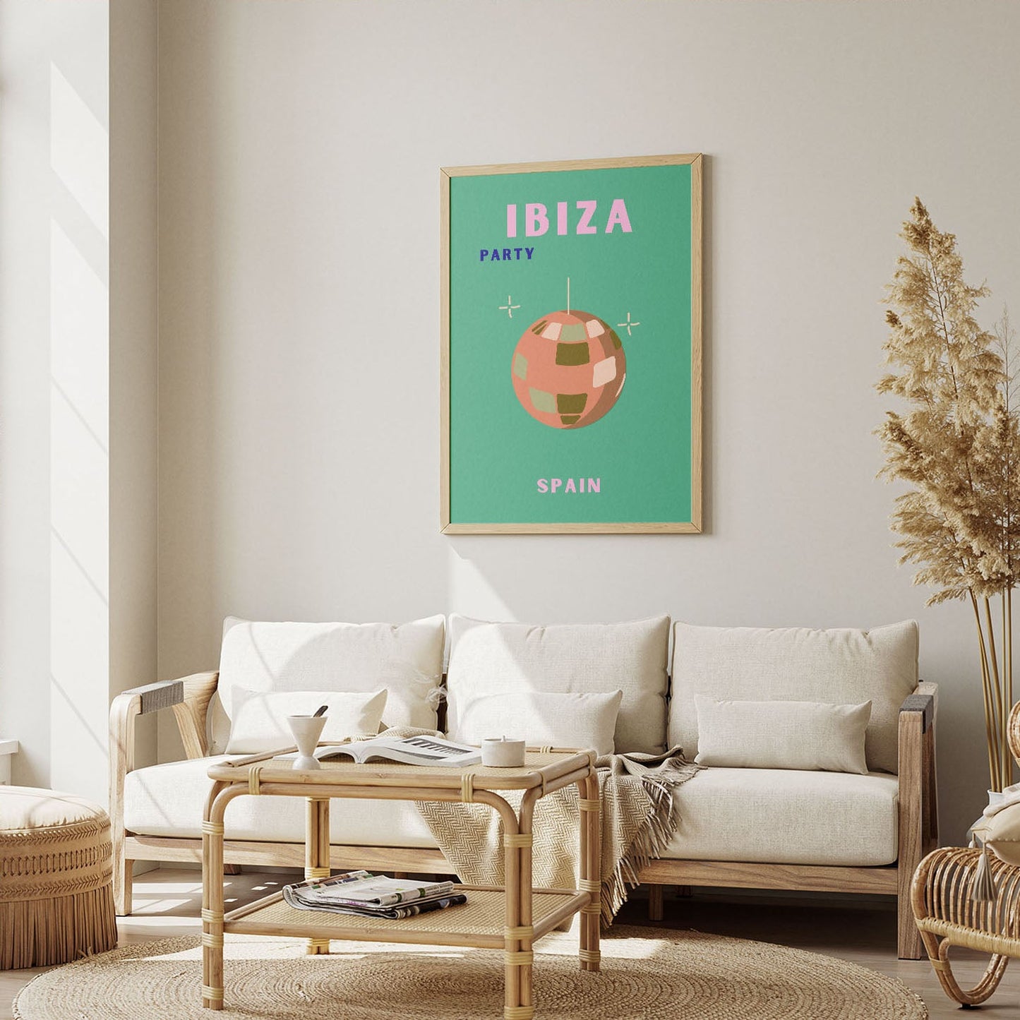 Wes Co Gallery Poster Ibiza Party Spain Colorful Travel 12 x 16" Home Goods - Travel Illustrations Edge to edge Art Print