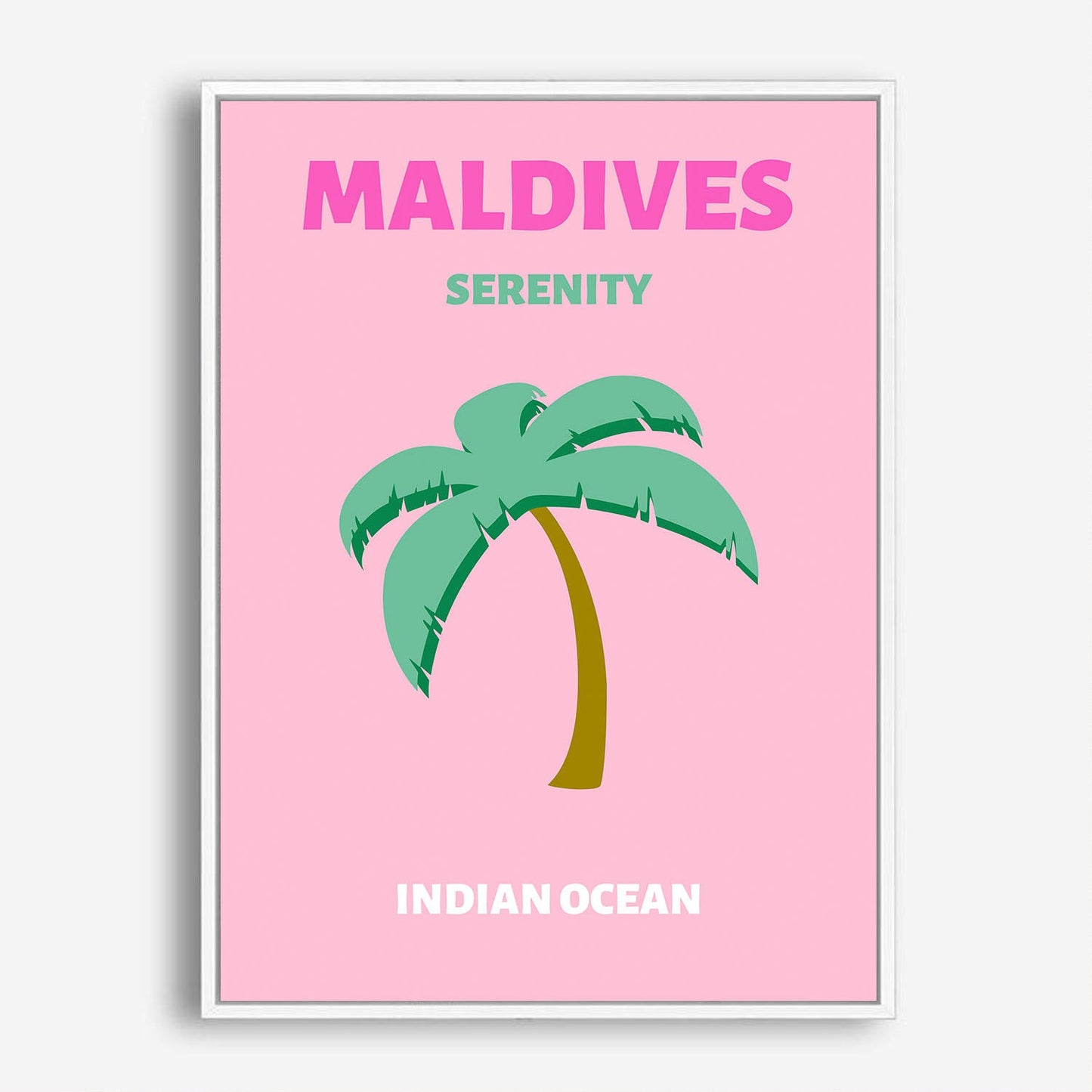 Wes Co Gallery Poster Maldives Pink Colorful Travel 5 x 7" Home Goods - Travel Illustrations Edge to edge Art Print