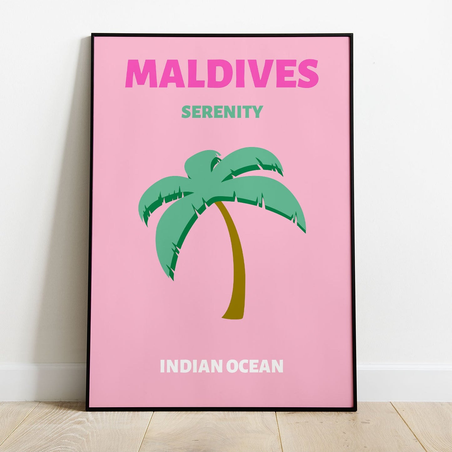 Wes Co Gallery Poster Maldives Pink Colorful Travel 8 x 10" Home Goods - Travel Illustrations Edge to edge Art Print